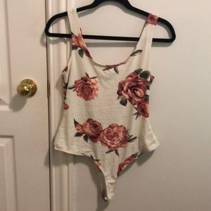 White with pink roses.